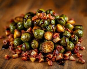 Geroosterde spruitjes met balsamico en spekjes
