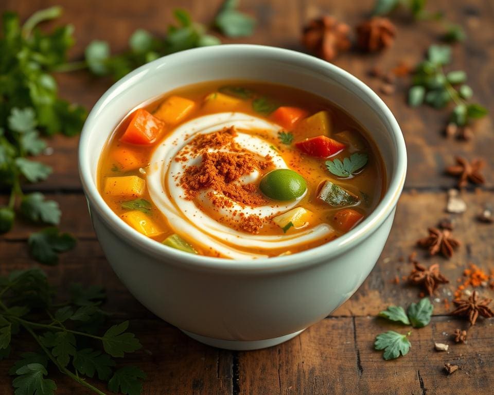 Groentesoep met een vleugje kokos en curry