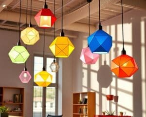 Hanglampen met een speelse geometrische vormgeving