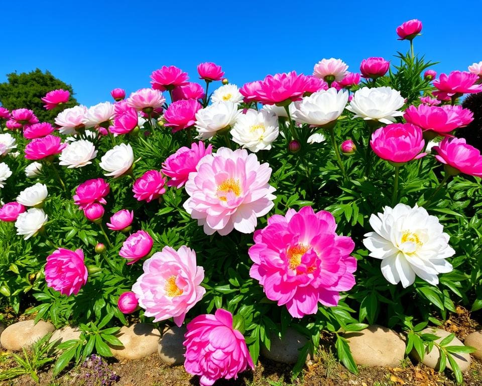 Hoe maak je een border met pioenrozen?