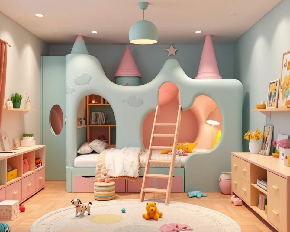 Kinderbedden met geïntegreerde speelruimte