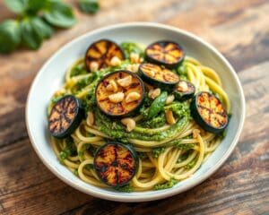 Pasta pesto met gegrilde courgette en pijnboompitten