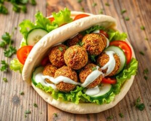 Pita met falafel en een frisse yoghurtsaus
