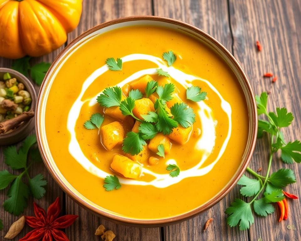 Pompoencurry met kokosmelk en verse koriander