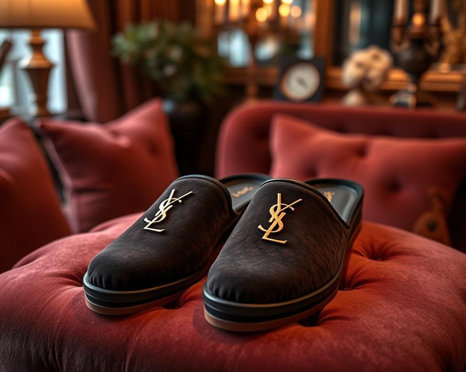 Saint Laurent pantoffels: Parijse luxe voor thuis
