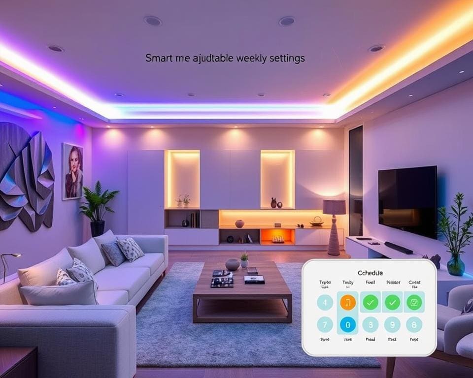 Slimme verlichting met een instelbare weekplanning