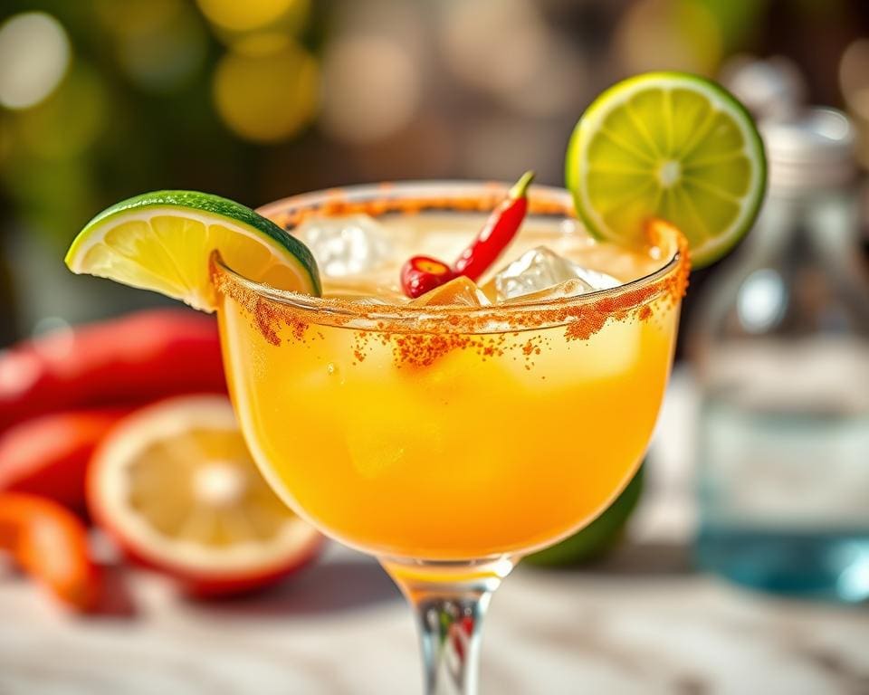 Spicy Margarita met een randje chili en limoen