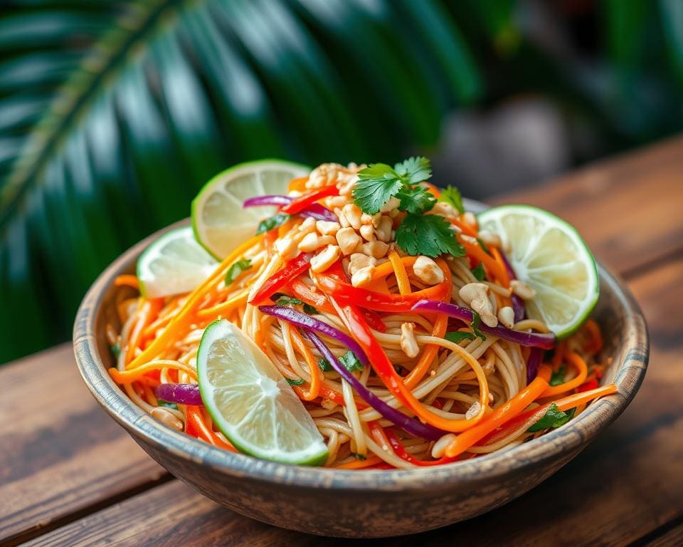 Thaise noodlesalade met pinda en limoen