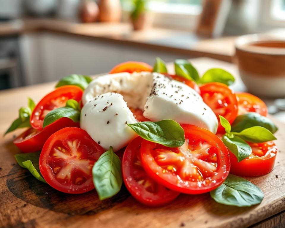 Tomatensalade met burrata en basilicum
