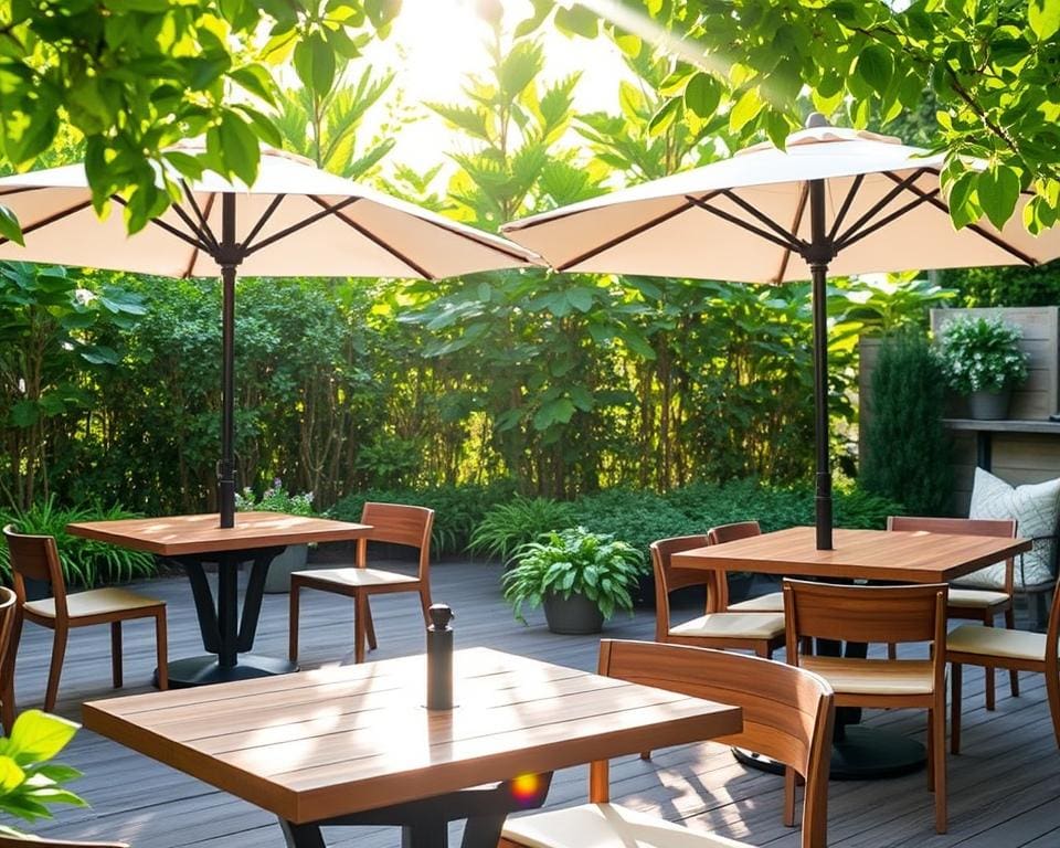 Tuintafels met een ingebouwde parasolstand