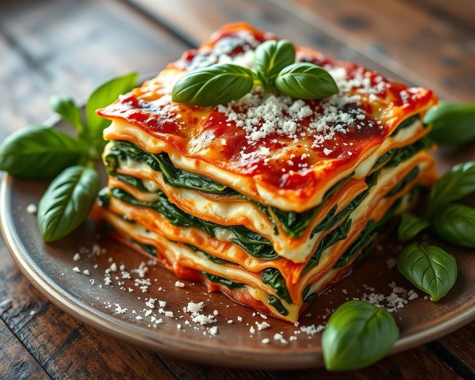 Vegetarische lasagne met spinazie en ricotta