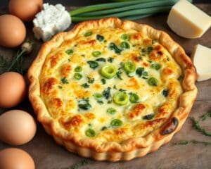 Vegetarische quiche met prei en kaas