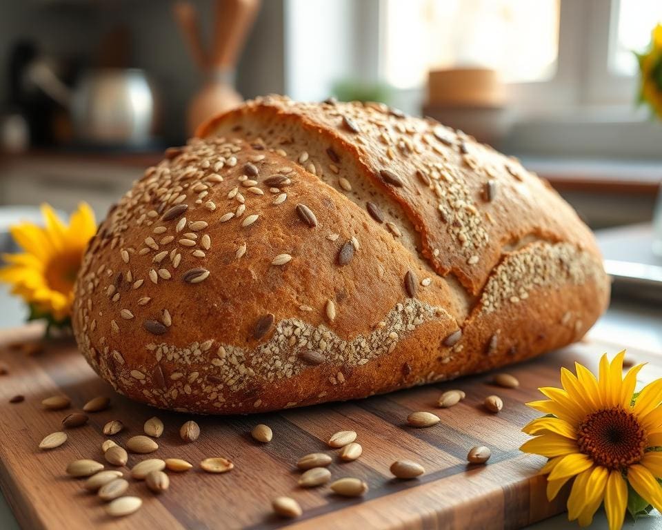 Volkoren zuurdesembrood met zonnebloempitten