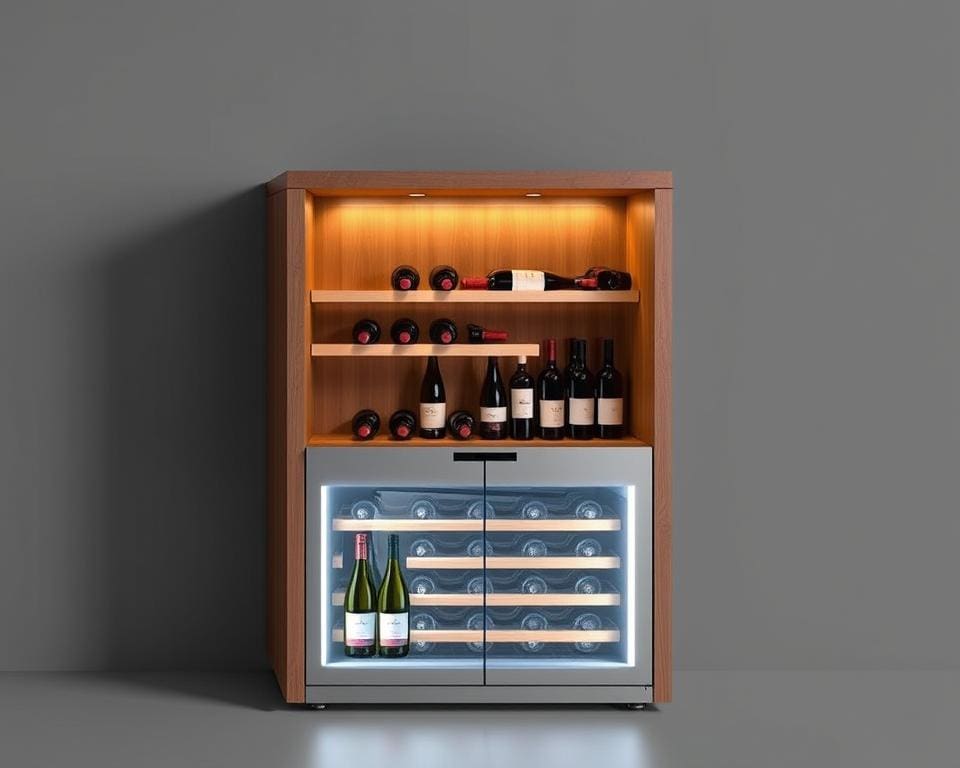 Wijnrekken met een ingebouwde wijnkoeler