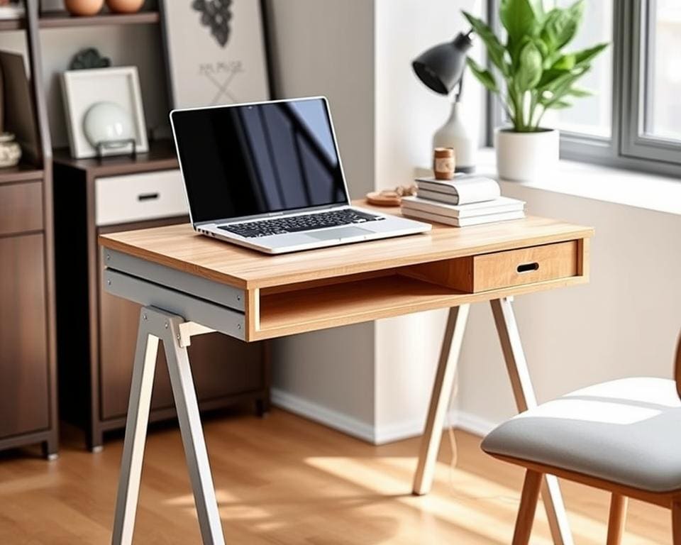 Compacte laptoptafel met bekerhouder: werken in stijl