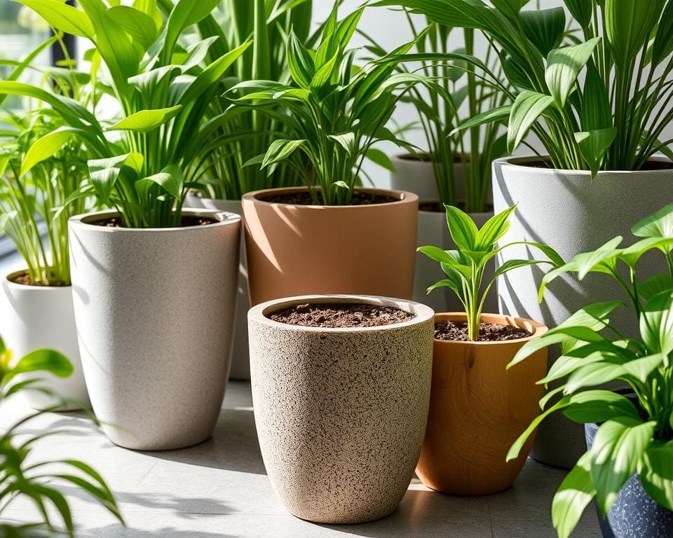 Duurzame plantenpotten met ingebouwde irrigatie voor planten