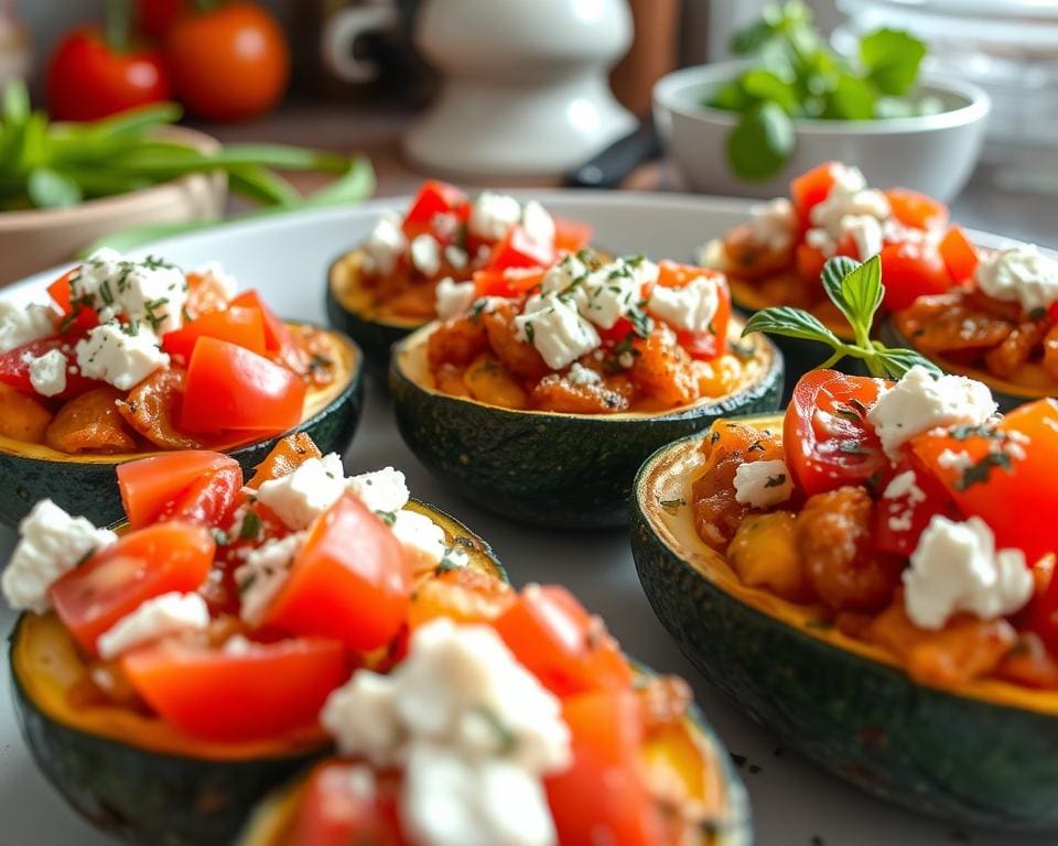 Gevulde courgettes met tomaten en feta