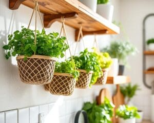 Hangende opbergmandjes voor kruiden voor keukenorganisatie