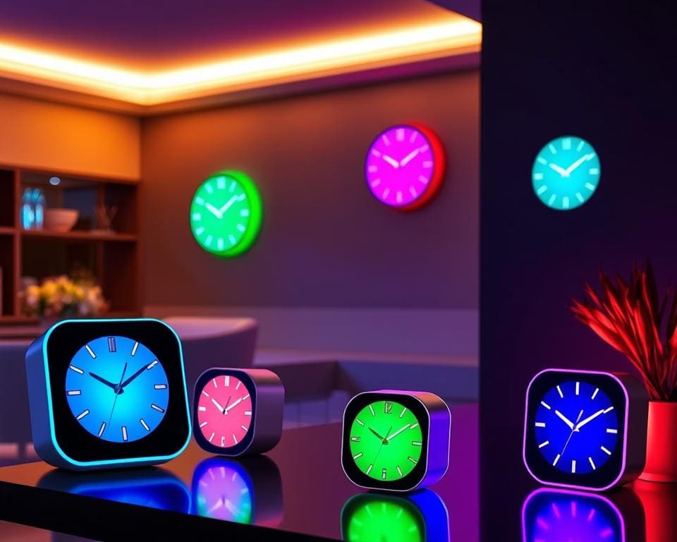 Kleurenklokken met instelbare lichtkleur voor stijl