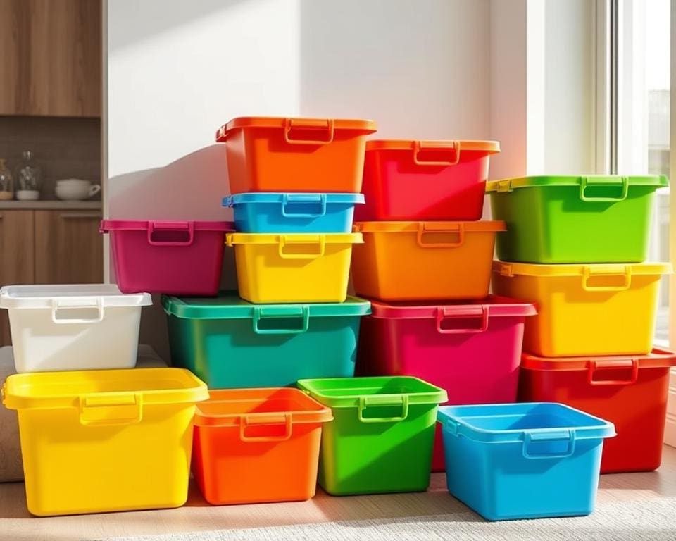 Kunststof opbergboxen met handvat voor draaggemak