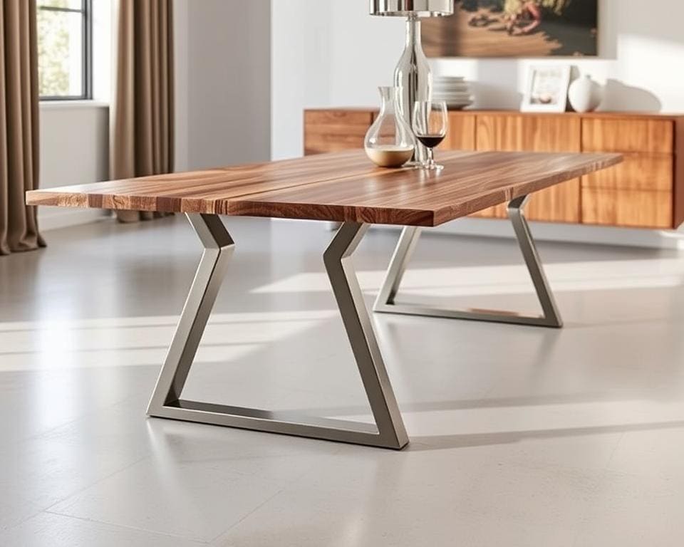 Moderne eettafel met metalen poten: robuust en elegant