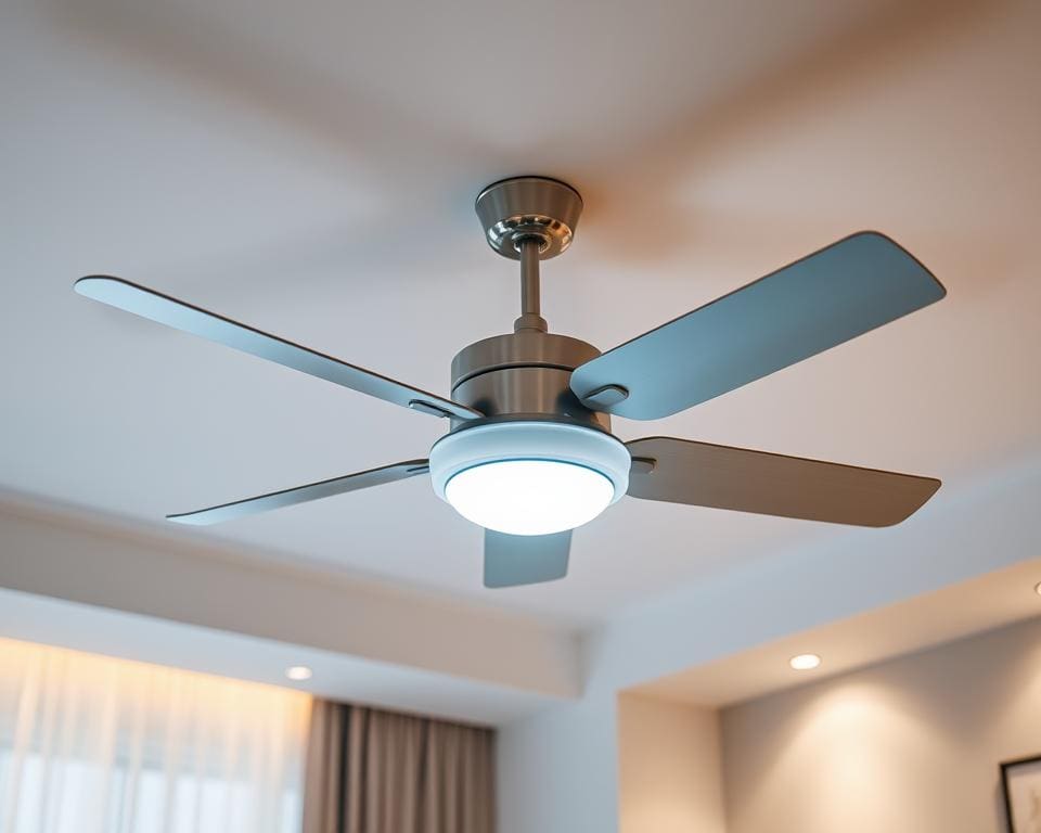 Moderne plafondventilator met stembediening: slimme koeling