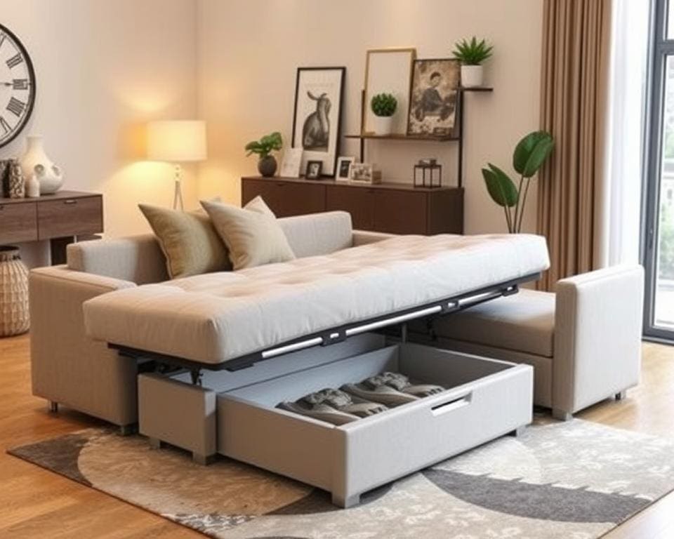 Slaapbanken met extra opbergruimte onder de zitting