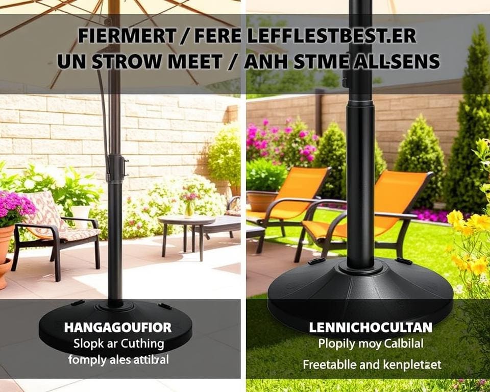 Stevige parasolvoeten met zwenkwielen voor flexibiliteit