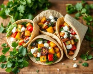 Volkoren wraps met gegrilde groenten en feta