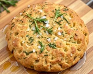 Volkoren zuurdesem focaccia met rozemarijn en zeezout