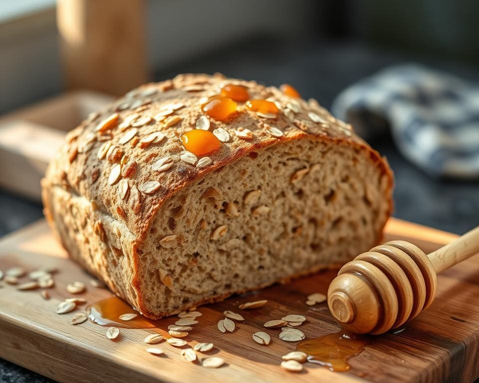 Volkoren zuurdesembrood met havermout en honing