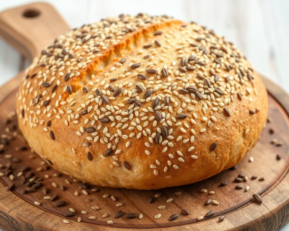 Volkoren zuurdesembrood met sesam en lijnzaad