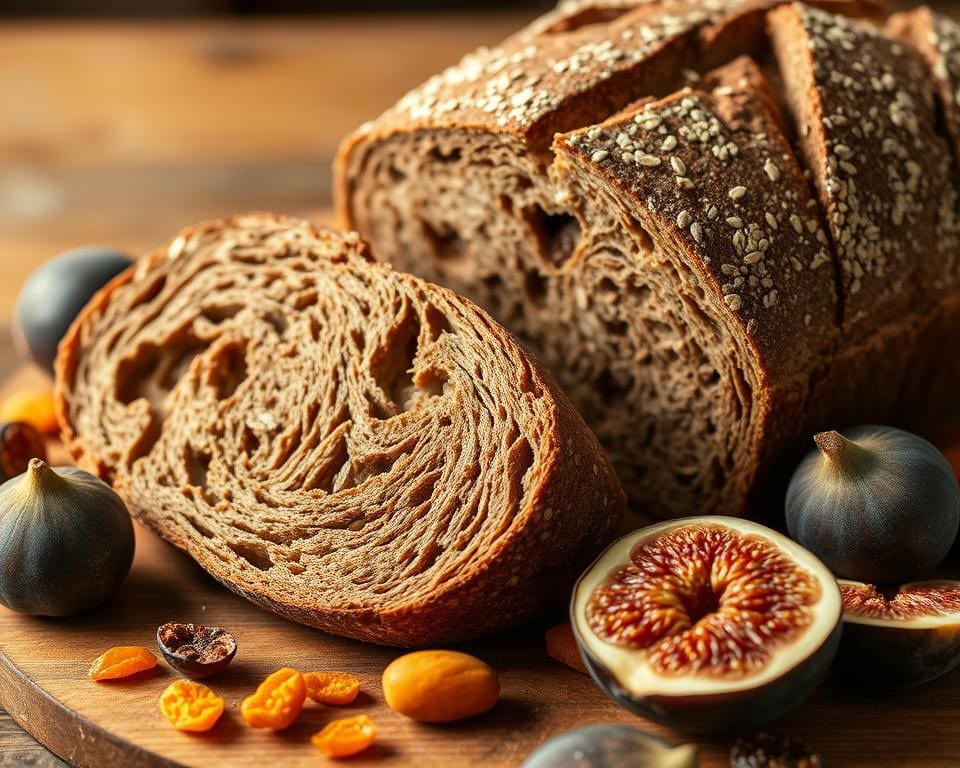 Volkoren zuurdesembrood met vijgen en abrikozen