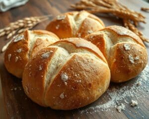 Volkoren zuurdesembroodjes met een knapperige korst