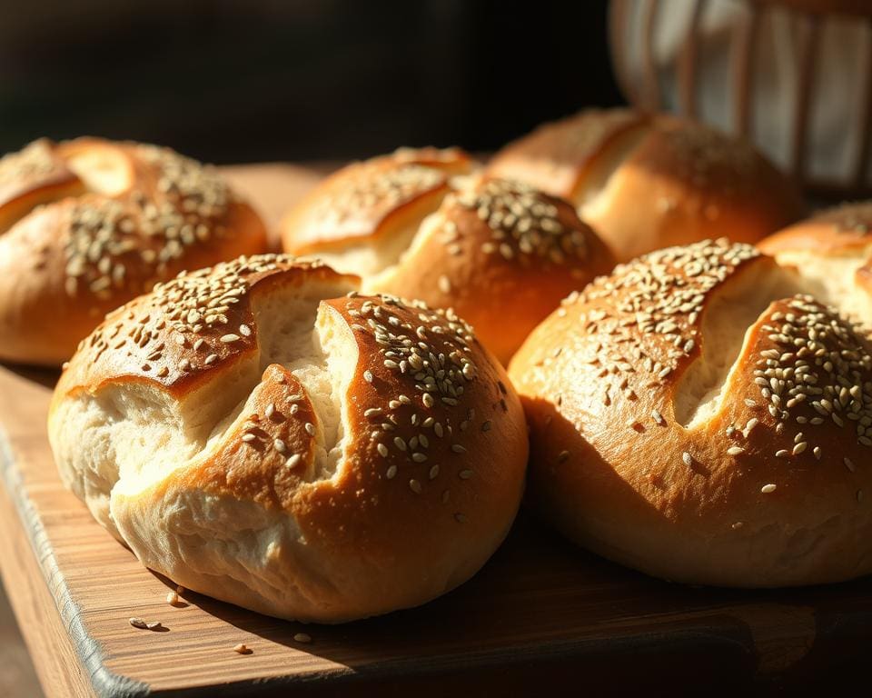 Volkoren zuurdesembroodjes met lijnzaad en sesam