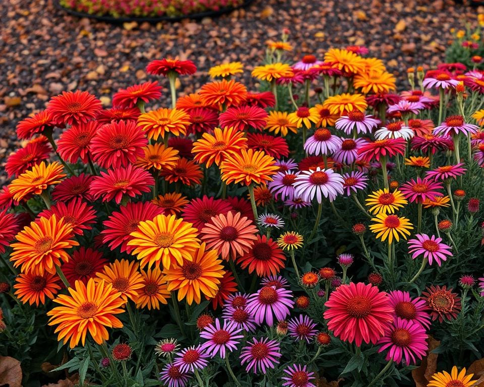 Welke bloemen bloeien lang in de herfst?