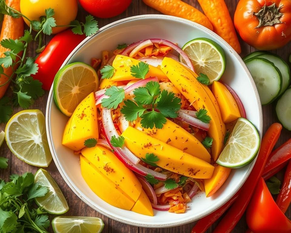 smaakvolle salade met mango en Thaise specerijen