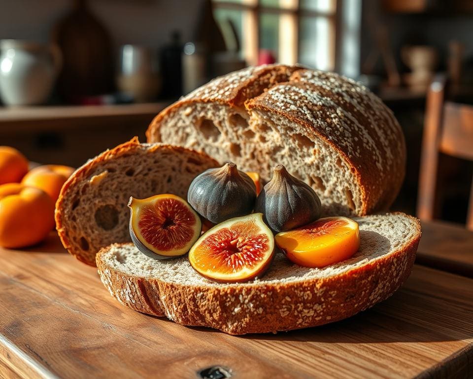 volkoren zuurdesembrood met vijgen en abrikozen