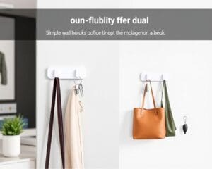Eenvoudige wandhaakjes met dubbele functie voor opbergen