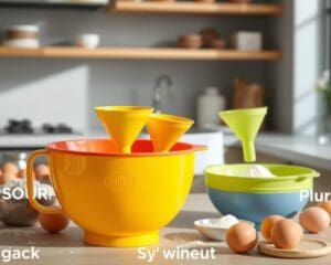 Handige keukenschalen met trechter voor kookgemak