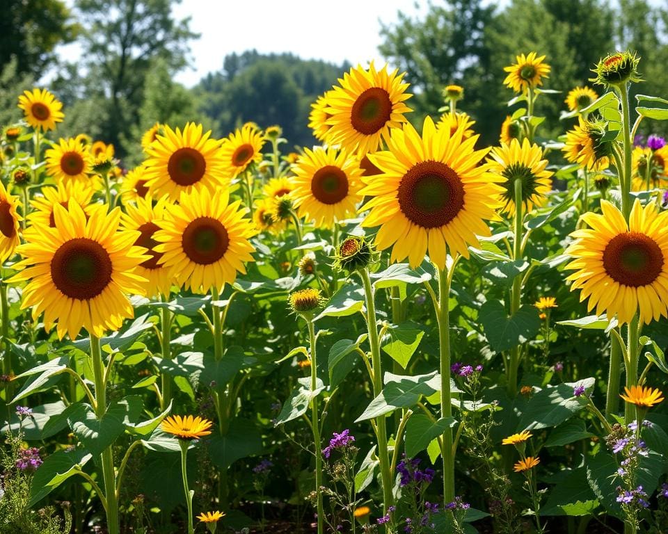 Hoe maak je een border met zonnebloemen?