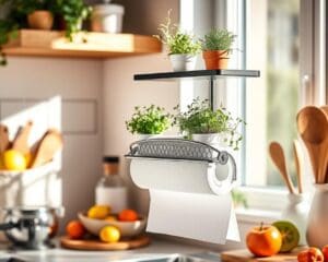 Keukenrolhouders met plankje voor kruiden voor extra opslag