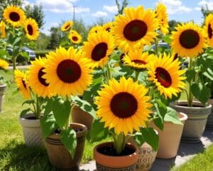 Kun je zonnebloemen in potten kweken?