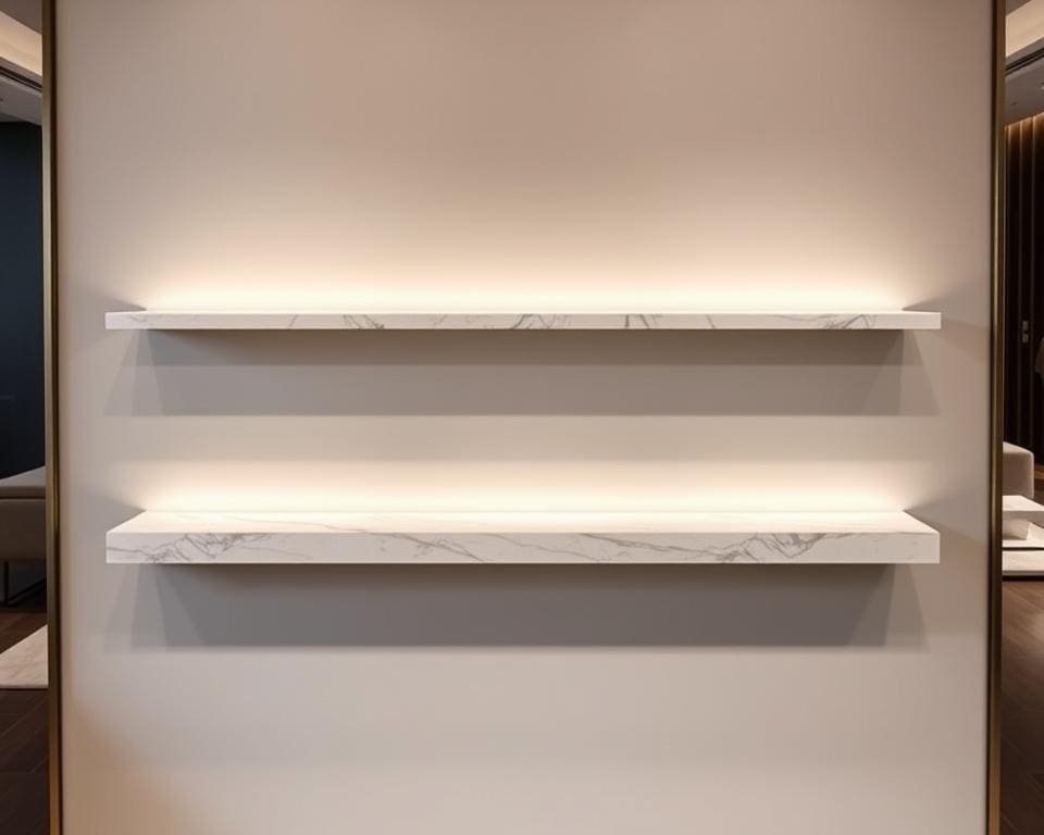 Wandrekken met marmeren plank voor een luxe uitstraling