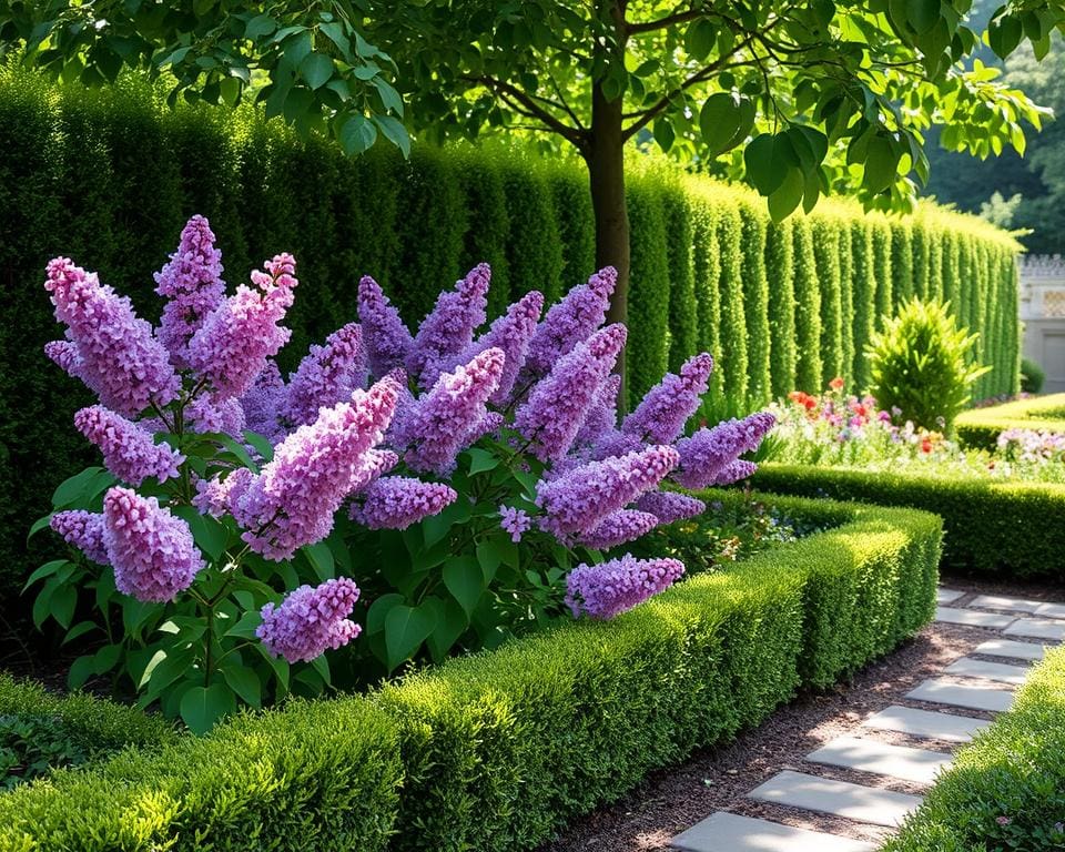 sering planten in een kleine tuin