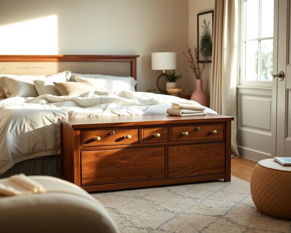 Bankje met opbergruimte in de slaapkamer