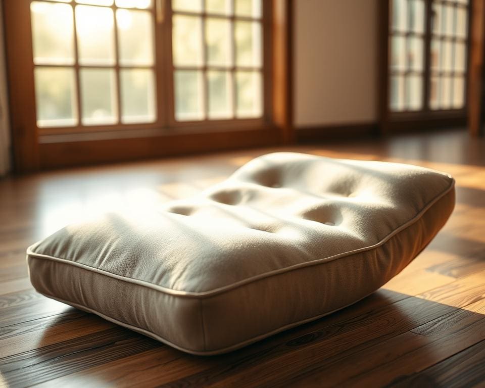 Hoe ondersteunt een yoga kussen de knieën bij meditatie?