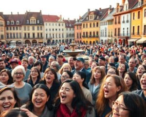 Hoe verbindt samen zingen op een plein?