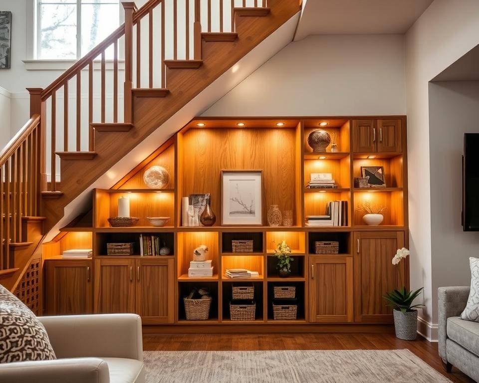 Wat zijn creatieve oplossingen voor opbergen onder de trap?