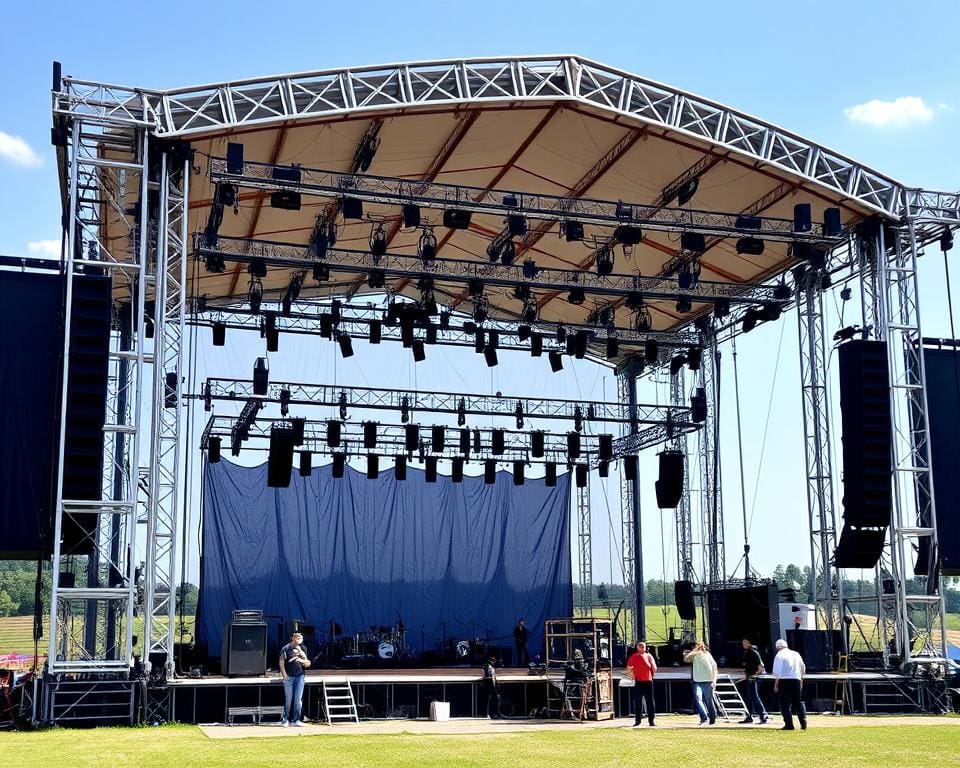 Hoe verloopt de opbouw van een festivalpodium?